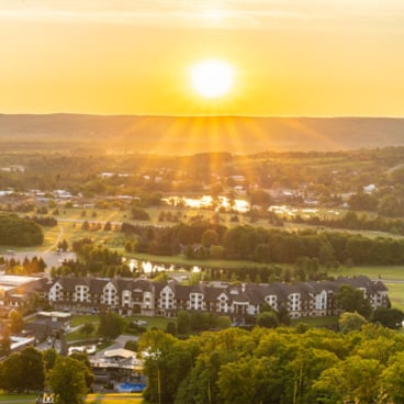 Sunrise over Mountain Grand Lodge at Boyne Mountain Resort 