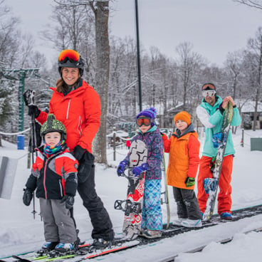 father and son on the slopes