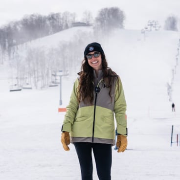 Rachel hosting the Boyne Mountain Buzz