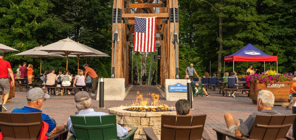 Overlooking the fire pit at Disciples Overlook at SkyBridge Michigan